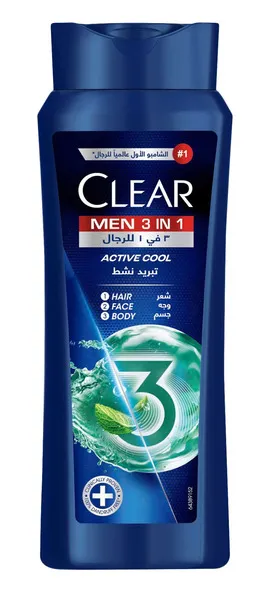 Clear 3 In 1 Active Cool Shampoo 600 ml