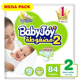 بيبي جوي حفاضات الصغيرة مضغوطة المرحلة الثانية (3.5 إلى 7 كجم) حفاضات دايموند 84 قطعة