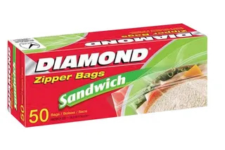 Diamond Biodegradable Sandwich Zipper Bag 50's