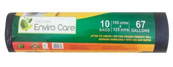 Envirocare Biodegradable Garbage Bags Black 105X125Cm
