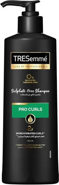 Tresemme Pro Curls Shampoo with Porosity Balance & Shea Butter for 2x More Hydrated Curls (Sulphates, Parabens & Dyes Free) 250 Ml