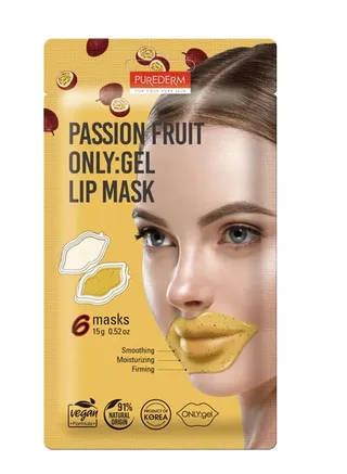 Purederm Passion Fruit Only Gel Lip Mask 6'S