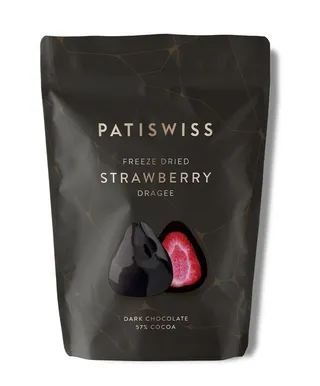 Patiswiss Freeze Dried Strawberry Dragee Dark Chocolate 80G