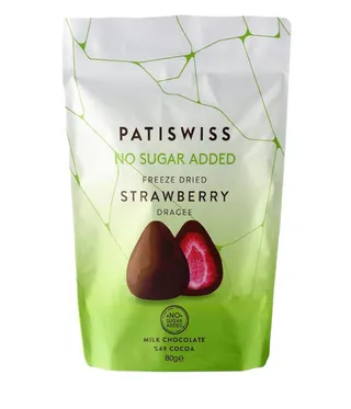 Patiswiss Freeze Dried Strawberry Dragee Milk Chocolate No Sugar Added 80G