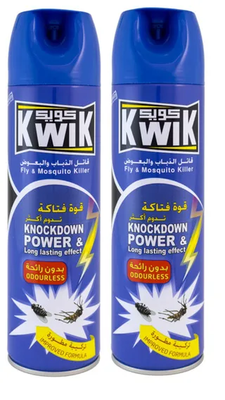Kwik Odourless Flies & Mosquito Killer Spray 2X400Ml