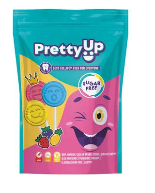 Pretty Up Sugar Free Assorted Flavor Lollipops 55G