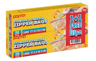 Papco Premium Storage & Freezer Large Zipper Bags