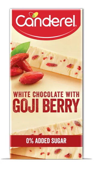 Canderel White Chocolate Bar With Goji Berry 75G