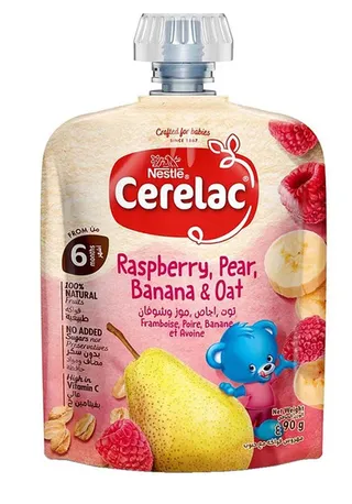 Raspberry Pear Banana & Oats Puree