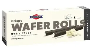Quickbury Crispy Wafer Rolls White Choco 140G
