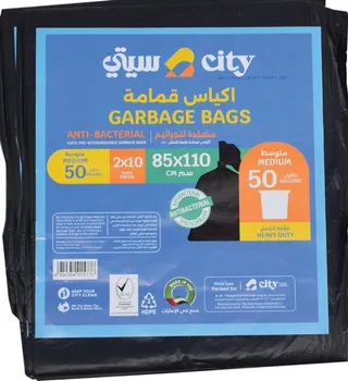 City Anti-Bacterial Medium Heavy Duty Garbage Bags 50 Gallons 85X110Cm 2X10Pcs