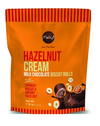 Melly's Hazelnut Cream Milk Chocolate Biscuit Rolls 220G