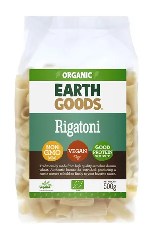 Earth Goods Organic Rigatoni Pasta 500G