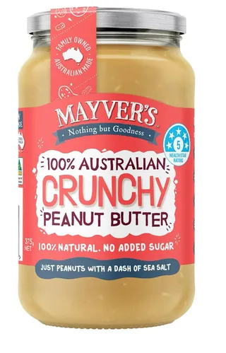 Mayver's Australian Crunchy Peanut Butter 375G