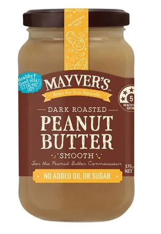 Mayver's Smooth Dark Roasted Peanut Butter 375G