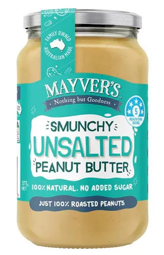 Mayver's Smunchy Unsalted Peanut Butter 375G