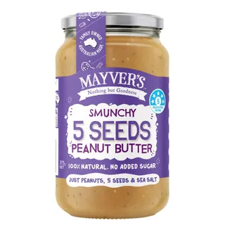 Mayver's Smunchy No Added Sugar 5 Seeds Peanut Butter 375G