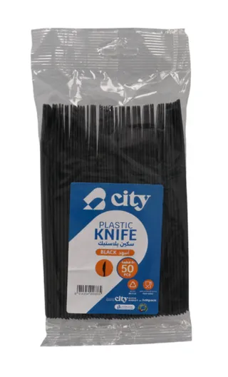 City Plastic Knife-Black 50Pcs