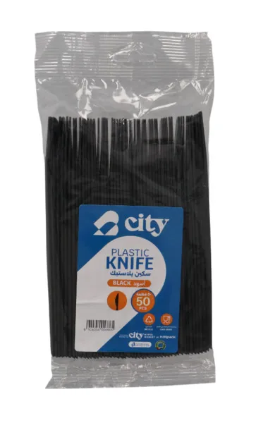 City Plastic Knife-Black 50Pcs