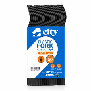 City Plastic Fork Black 50Pcs