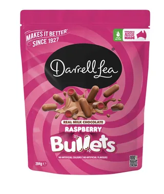 Darrell Lea-Raspberry Bullets Milk Chocolate 204G