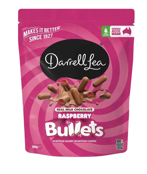 Darrell Lea-Raspberry Bullets Milk Chocolate 204G