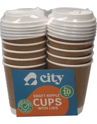 City Kraft Ripple Cups With Lid 236Ml