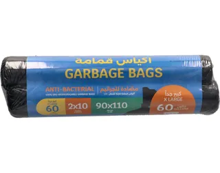 City Garbage Bags Black roll Quick Tie Drawstring 60Gallon 90X110Cm 2X10Pcs
