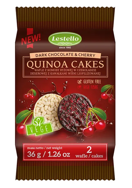 Lestello Dark Chocolate Quinoa Cakes With Cherry 36G