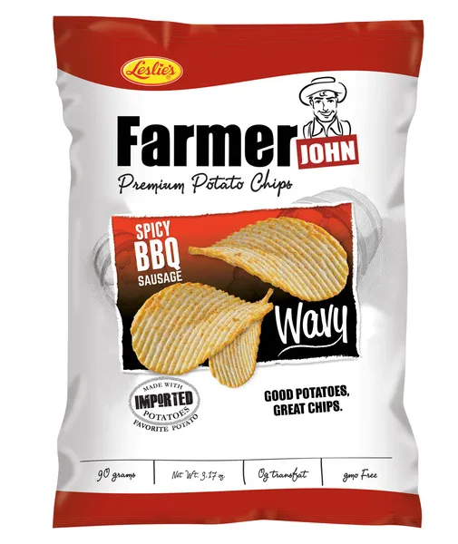 Leslie's Farmer John Potato Chips Bbq Sausage 90G