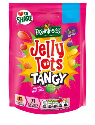 Rowntree's Jelly Tots Tangy Vegan Sweets Pouch 140G