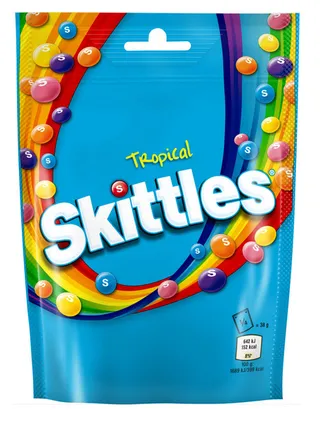 Skittles Tropical Fruit Vegan Chewy Candy Pouch 136G