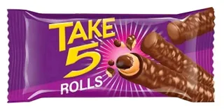 Take 5 Crunchy Waffer Rolls Coated With Milk Chocolate 21G