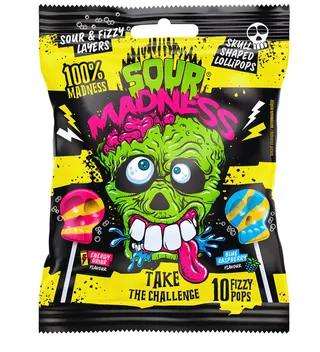 Lollipops Skull Shaped Sour Madness 90G