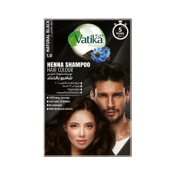 Vatika Henna Hair Colour Shampoo Natural Black 20M
