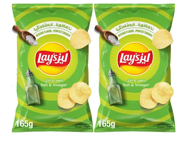 Lay's Salt & Vinegar Flavored Potato Chips 2X165G