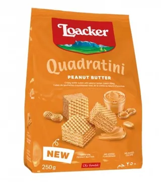 Loacker Quadratini Peanut Butter Wafer Cubes 250G