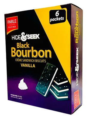 Parle Hide & Seek Black Bourbon Vanilla Cream Biscuits 6X100G