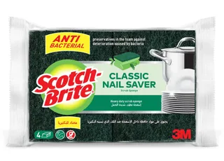 Scotch Brite Antibacterial Classic Nailsaver Scrub Sponges 4Pcs