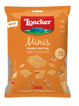 Loacker Minis Peanut Butter Wafer 150G