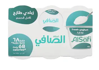 الصافي زبادي طازج كامل الدسم 6X120 جم