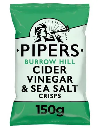 Pipers Burrow Hill Gluten Free Cider Vinegar & Sea Salt Potato Chips 150G