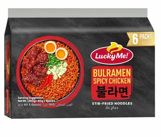 Lucky Me Bulramen Spicy Chicken Stir Fried Noodles 6X60G