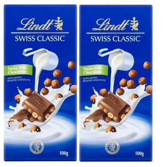 Lindt Swiss Classic Milk Chocolate With Gently Roasted Hazelnuts 2X100G