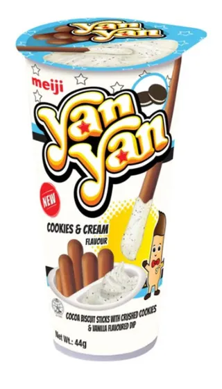 Meiji Yan Yan Cookies & Cream Cocoa Biscuits Sticks 44G