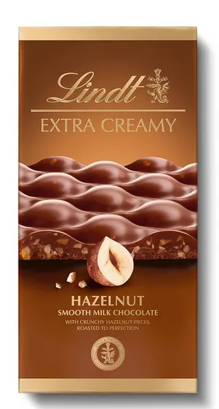 Lindt Extra Creamy Hazelnut Smooth Milk Chocolate Bar 80G