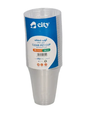 City PET Clear Cup Without Lid 25Pcs