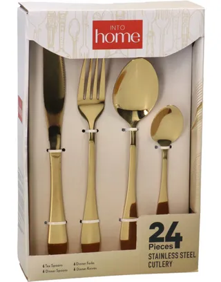 Into Home Gold Stainless Steel Cutlery Set 24Pcs
