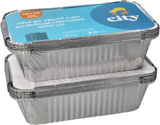 City Rectangular Aluminium Container With Lid 20Pcs