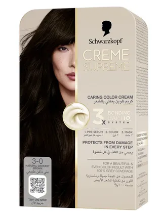 Schwarzkopf Creme Supreme 3-0 Natural Darkest Brown Hair Coloration